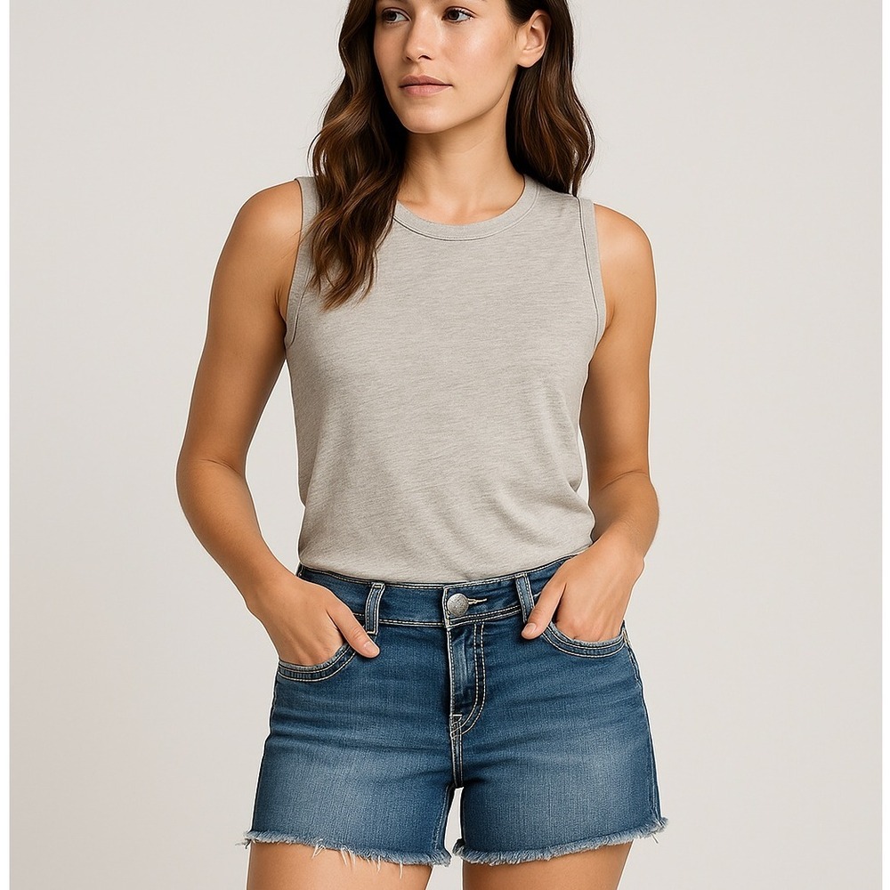 Silver Jeans Co Natsuki Denim Shorts Womens W34 Mid Rise‎ Frayed Cutoff Western
